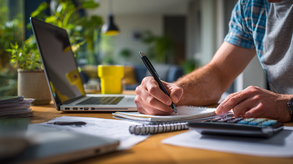 Freelance calculant son TJM et sa rémunération sur ordinateur