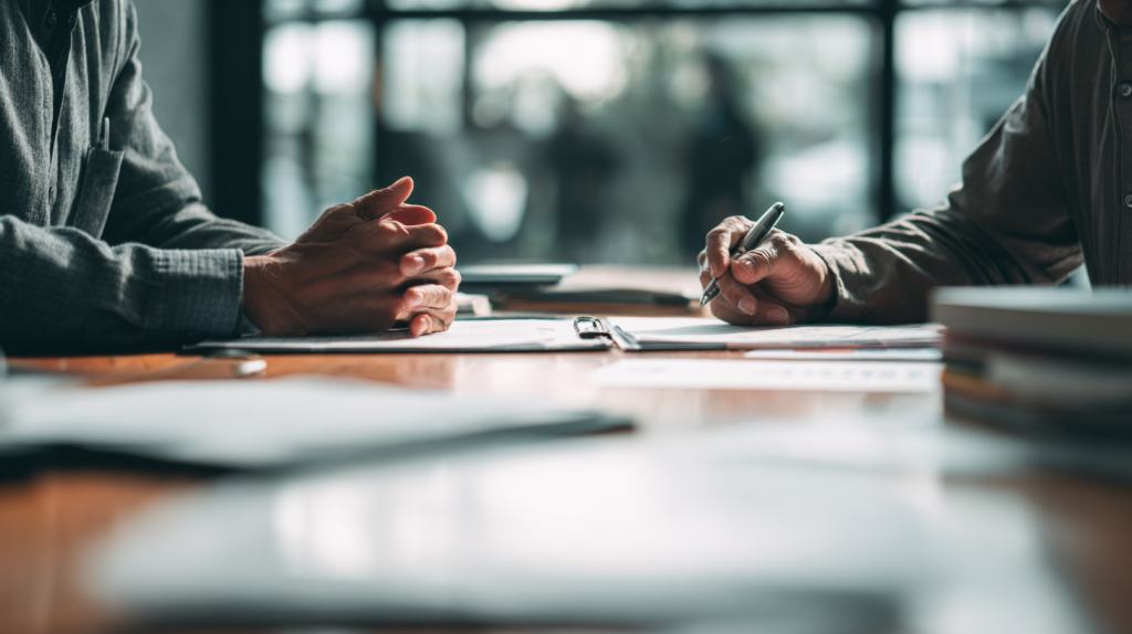 Entretien professionnel entre un salarié et son manager évoquant une augmentation de salaire individuelle