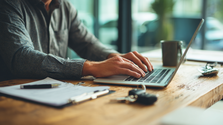 Dirigeant d’entreprise analysant un contrat de leasing sans bilan comptable dans un bureau professionnel.
