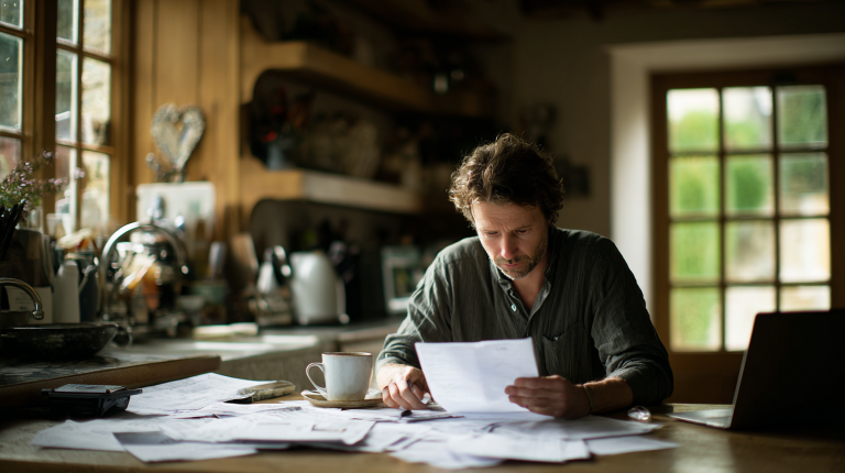 Personne lisant une notification de refus d’allocation chômage