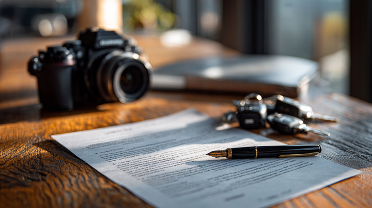Certificat de non-réparation posé sur un bureau avec clés de voiture et outils de mécanicien.